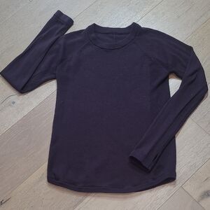 Lululemon Sit In Lotus Wool Sweater Women's sz 4/XS Black Cherry Yoga/Gym Top